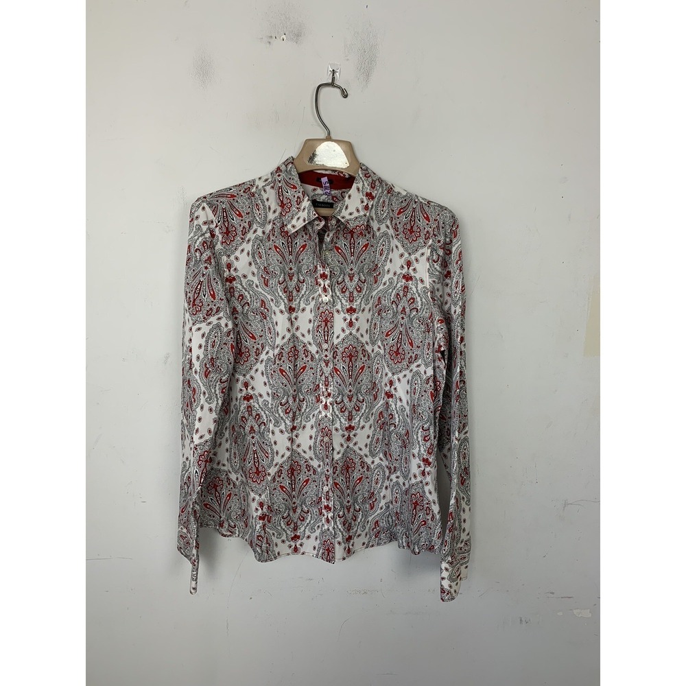 Talbots Womens Shirt 10 Paisley Whimsigoth Office Goth Button Up Old Money